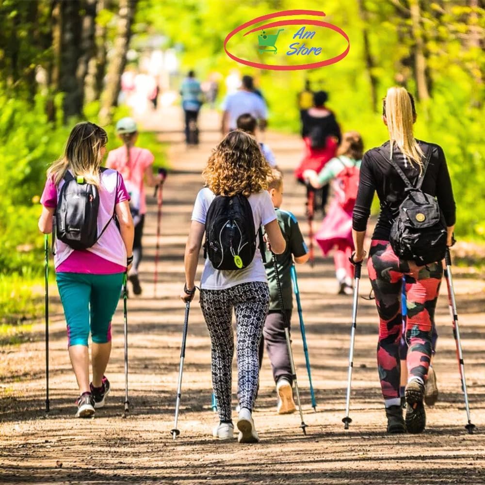 Bastoni da Trekking Allungabili da 70 cm fino a 135 cm, Set 2 PEZZI, Manico in Sughero Antiscivolo, per Escursioni Salita Montagna Alpinismo Sci Nordic Walking.