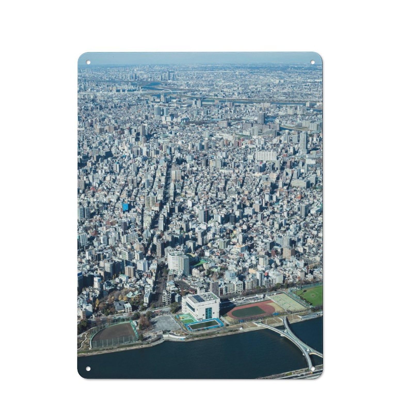 Junmoney Aerial View Of Tokyo Cityscape Metal Sign 40X30cm With For Workshop Wall, Rustic Decor, For Collectors Decorating Workshops And Hobby Rooms