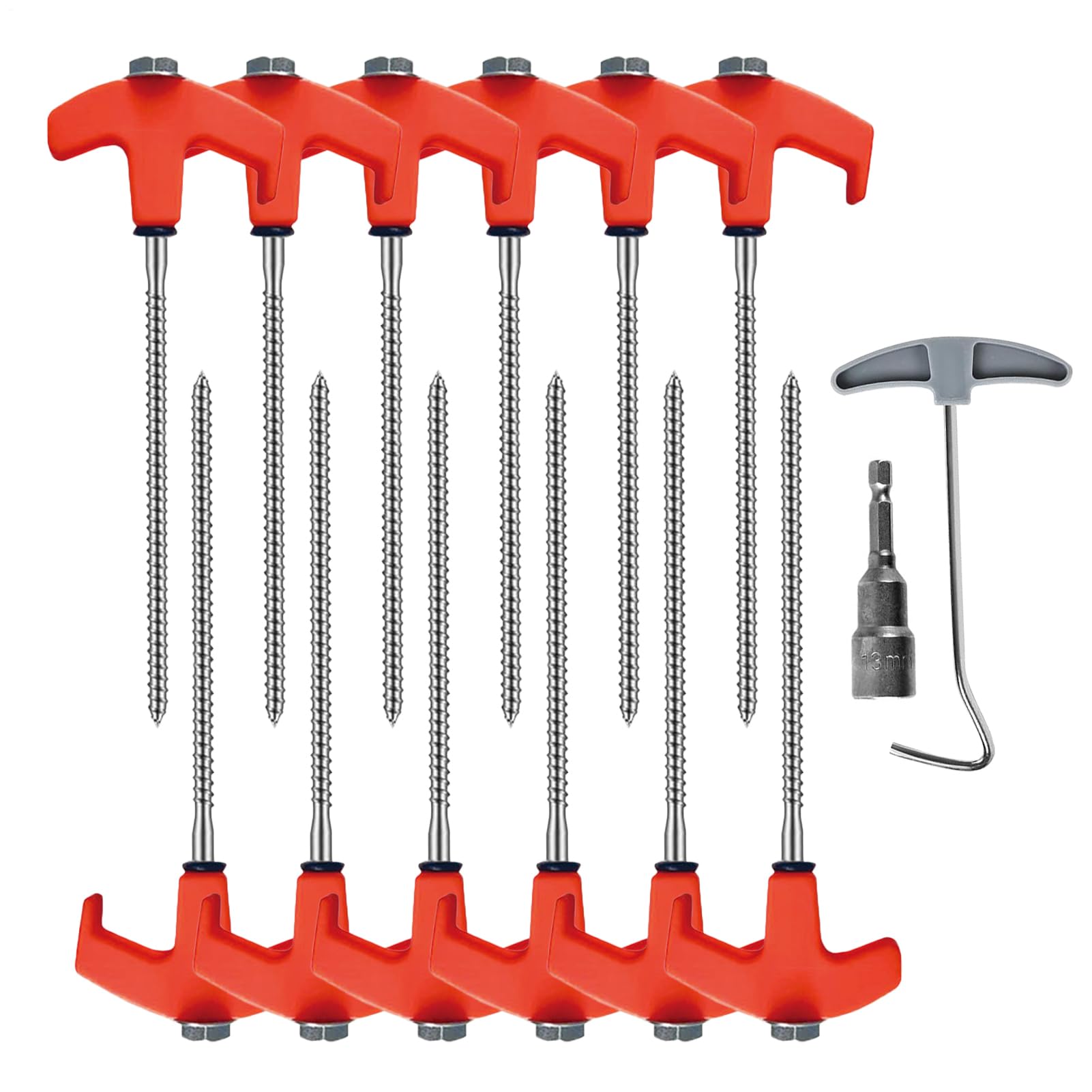 Piquetas para Tienda de campaña, piquetas para Exteriores, Fluorescentes y seguras, Juego de Clavos hexagonales para riego de Invernadero, césped Artificial, Red de