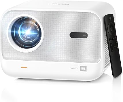 [Sound by JBL&Seamless Autofocus] Yaber 1080P Projector 4K Support with WiFi 6 and Bluetooth, Portable Outdoor Movie Projector, Home Theater Projector for iPhone/TV Stick/HDMI/Laptop/PS5-White