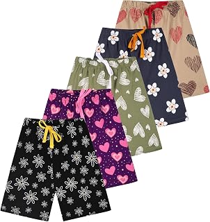 T2F Girls Cotton Printed Shorts (Pack of 5) Price In India