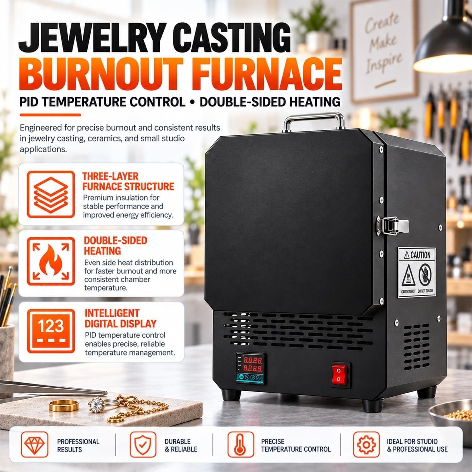 Forno Per Ceramica Domestico Da 1500 W,Forno Fusione Elettrico
