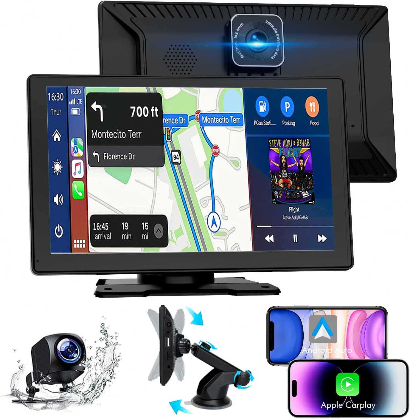Monitor Auto 10,26 Zoll CarPlay Bildschirm mit Drahtlosem Carplay Android Auto 4K ...
