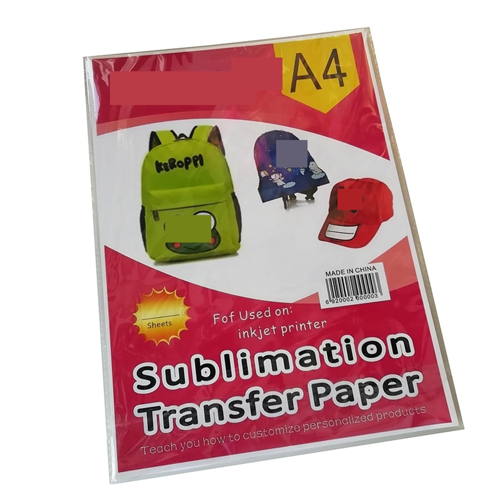 DAVBIR Ropa Estampada Papel de sublimación térmica Tela de algodón no Puro 8,26x11,7 Pulgadas Camiseta de algodón Oscuro y Claro Papel de Transferencia de Calor Perfection (Color : A3ceramics 100shee