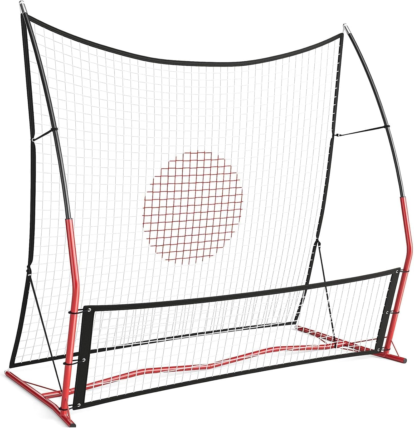 2-in-1 Soccer Rebounder Net, Easy Setup with 6'x4.6' Large Net and 6'x1.6' Small Bounce Back Net for Outdoor Soccer Practice, Passing, Volley, and Solo Training