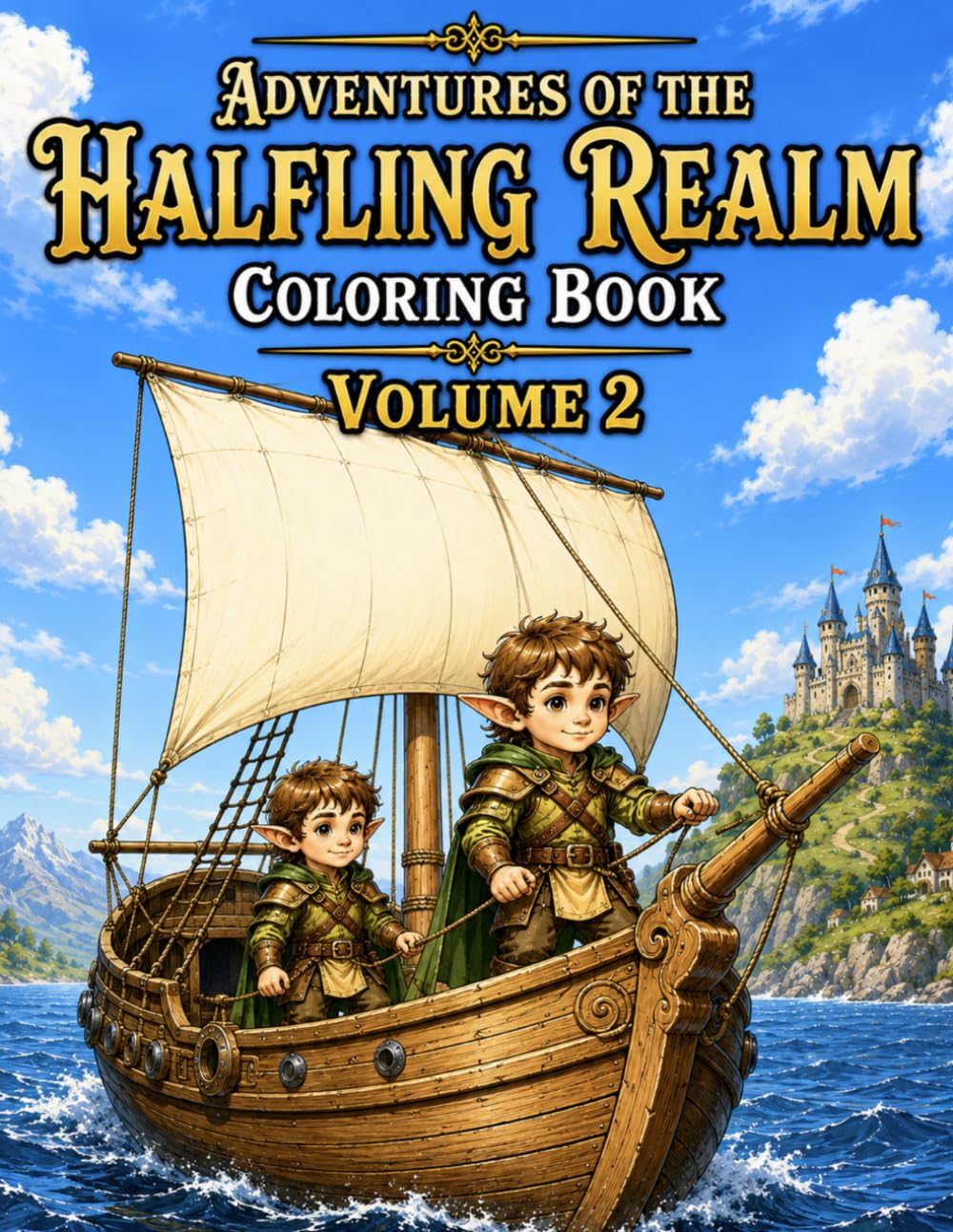 Adventures of the Halfling Realm Coloring Book Volume 2: New Fantasy Journeys with Magical Lands, Epic Battles, Dragons, and Legendary Creatures (Bright Path Fantasy Series)