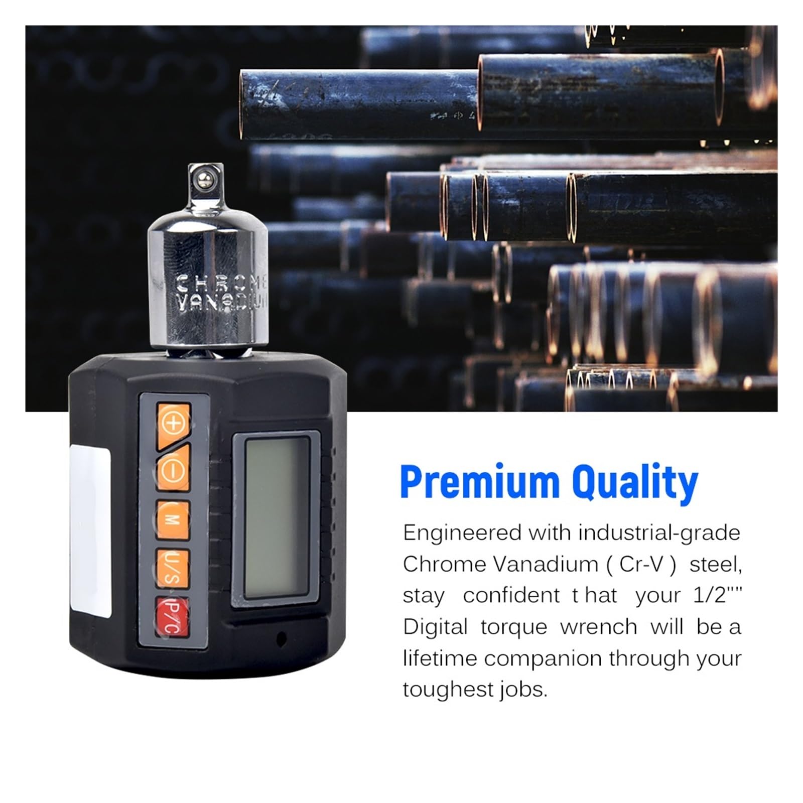 Llave dinamométrica digital, Adaptador de par digital Medidor electrónico con pantalla LCD Medir en Nm/Kg-Cm/Ft-Lb Rango llave dinamométrica 20-200Nm(ENC-135)