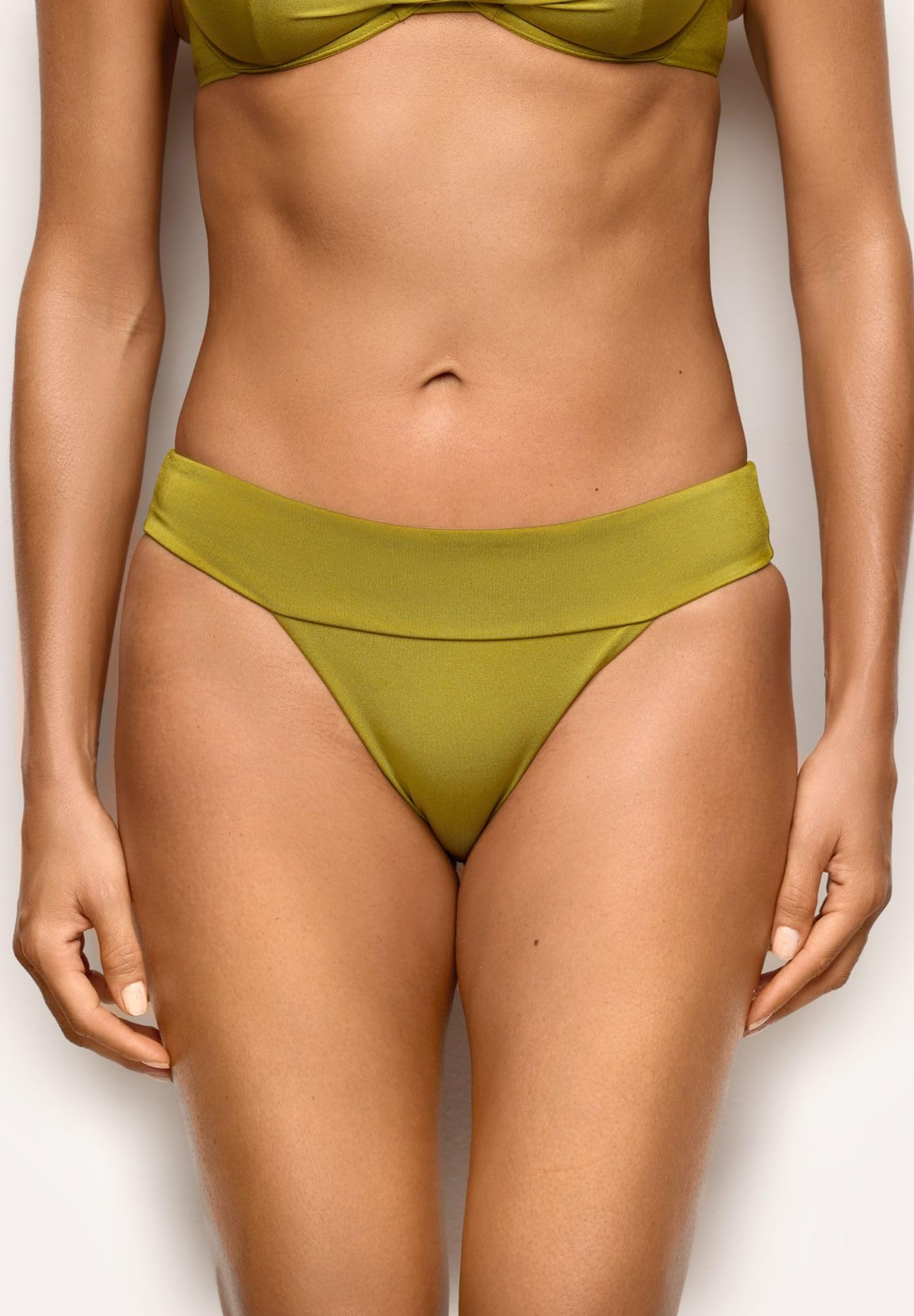 YAMAMAY - Bikini Parte Bassa Taglio Classico, Donna, Shira, Verde Oliva, monocromo