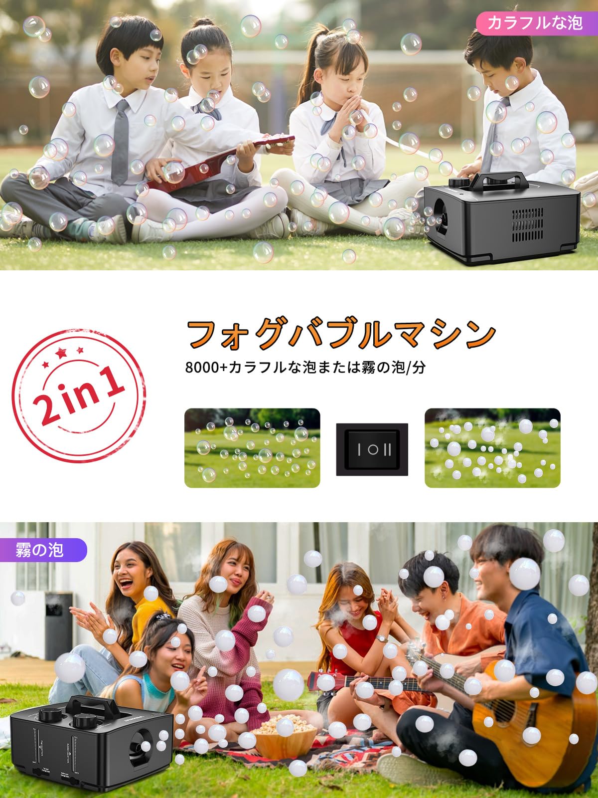 Amazon | スモーク・バブル・マシン, 2 in 1 スモークバブルメーカー