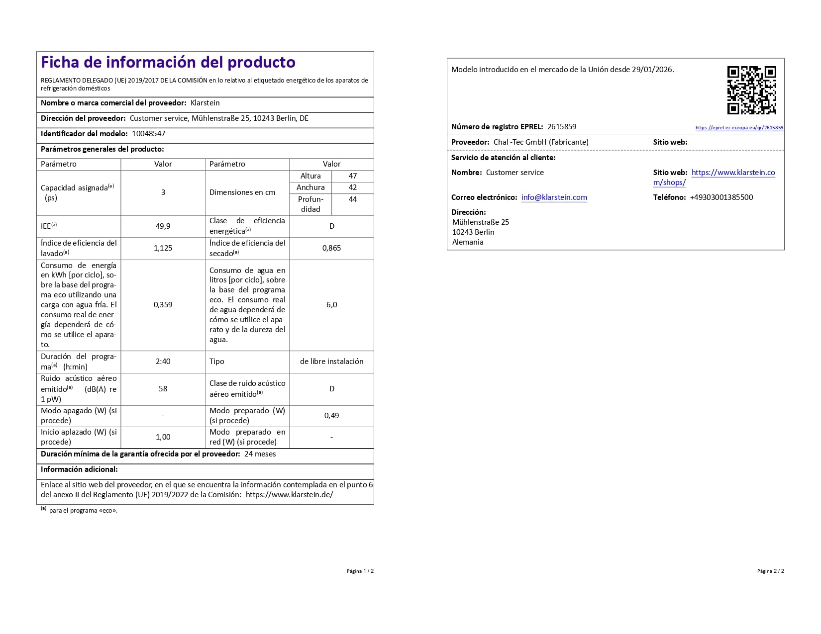 Lavavajillas de sobremesa Klarstein Melville – Lavavajillas compacto con capacidad para 3 servicios, 7 programas, 6 litros de consumo de agua, AquaStop y diseño portátil