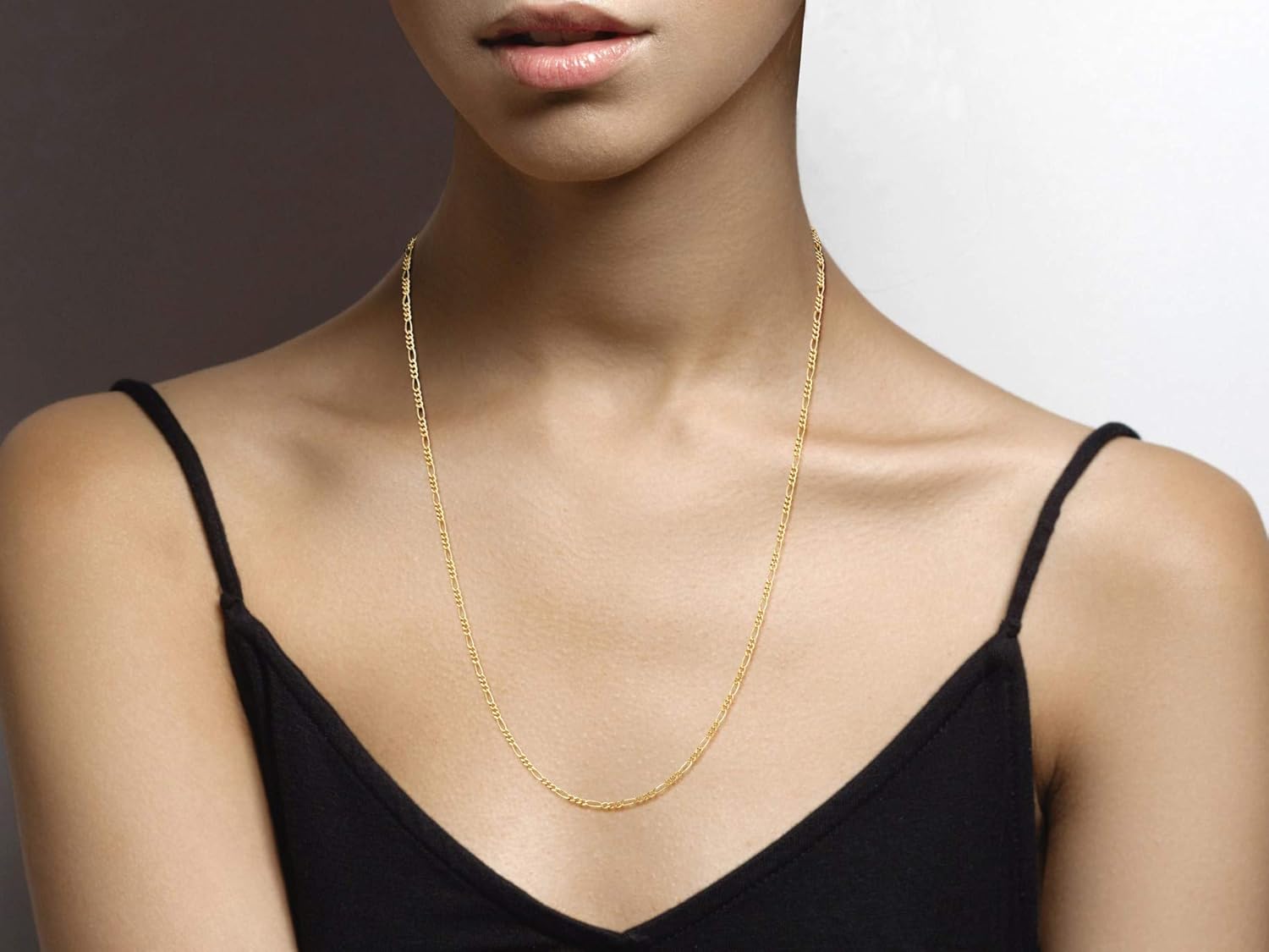 Miabella Italian Solid 925 Sterling Silver, 18K Gold Plated 2.3mm Diamond-Cut Figaro Link Chain Necklace for Women Men, Made in Italy - Image 4