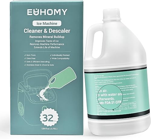 Miniatura 8 de EUHOMY Limpiador de máquina de hielo para 32 usos (1 galón3.75 L), limpiador para máquina de hielo de 128 onzas líquidas, solución universal ideal