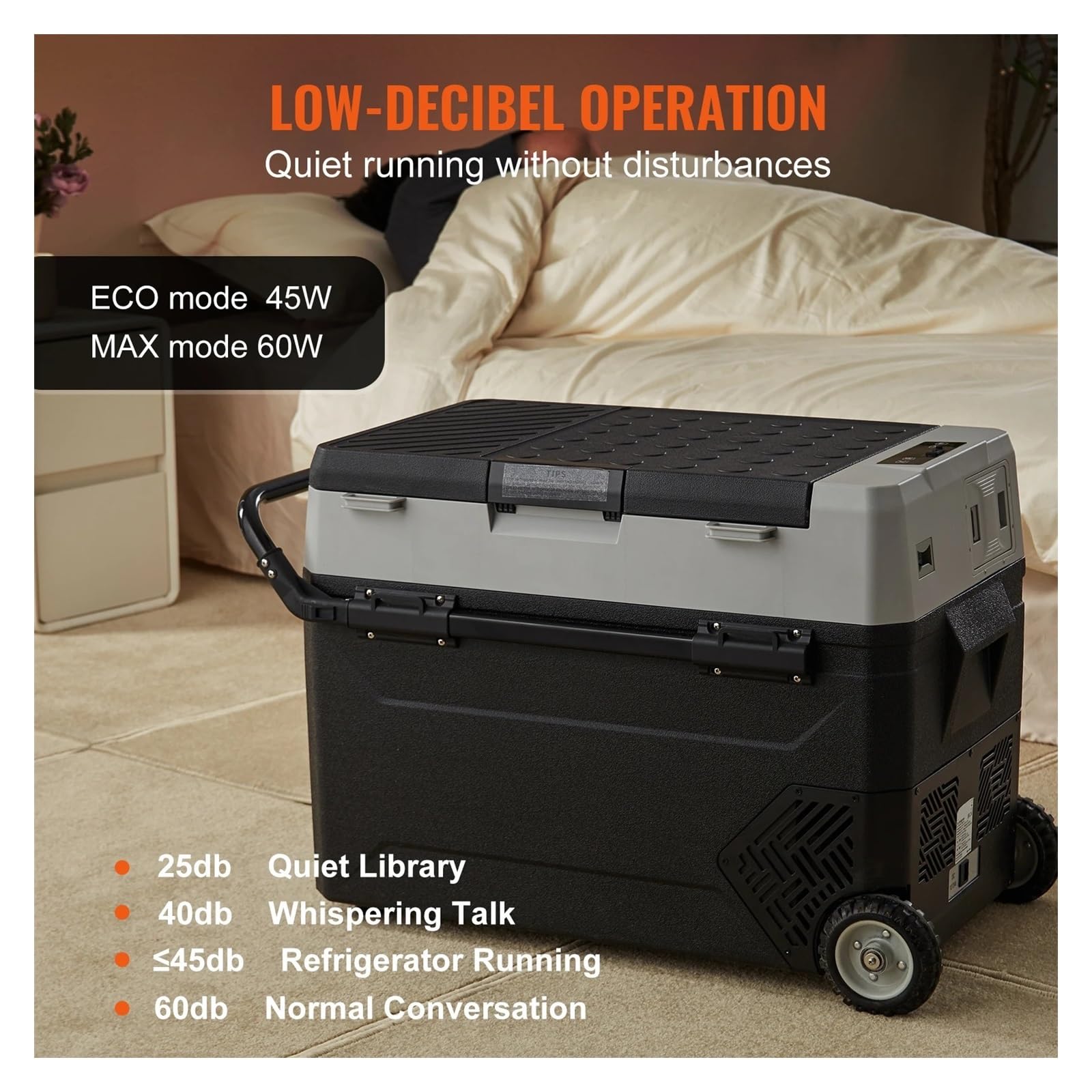 Refrigerador portátil for Coche de 38L/53L, mininevera eléctrica con Ruedas y compresor for Camping, Exteriores y Coche.(38L)