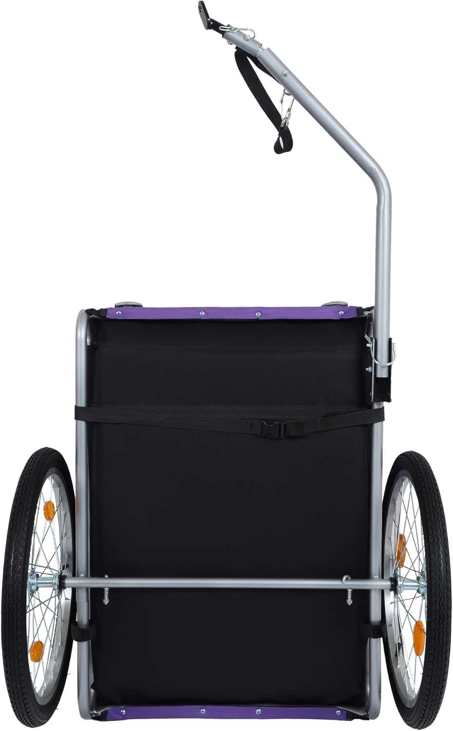 Dog Bike Trailer, Supports up to 66 lbs, Pet Cart Bicycle Carrier, Easy Folding Frame with Quick Release Wheels, Universal Bicycle Coupler, Reflectors, Flag, Collapsible to Store, Purple+Black