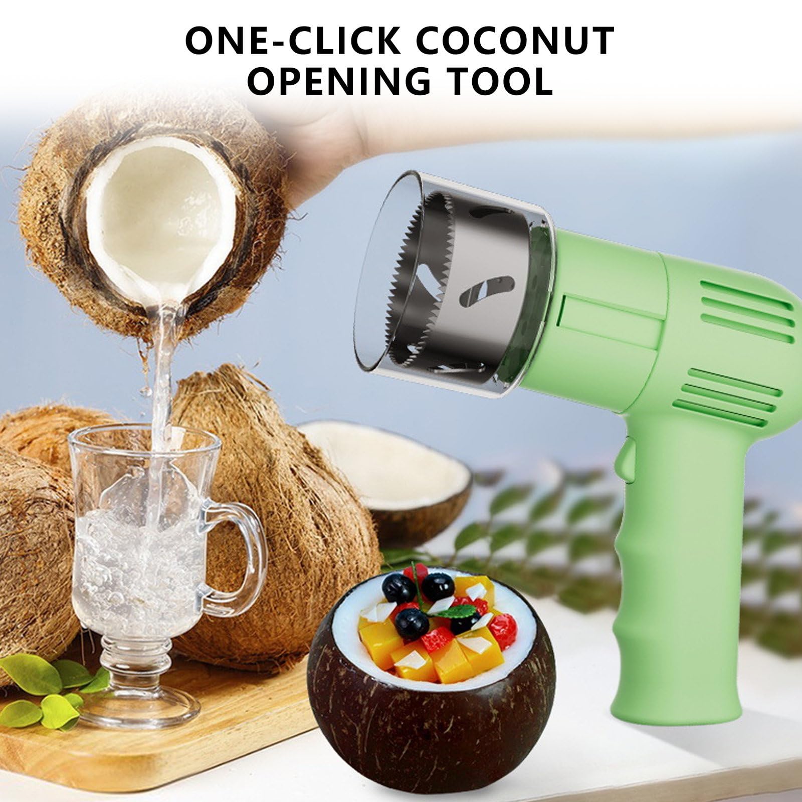 Apribottiglie elettrico in noce di cocco, strumento portatile ricaricabile per la rimozione delle conchiglie di cocco, ideale per bancarelle di frutta e supermercati