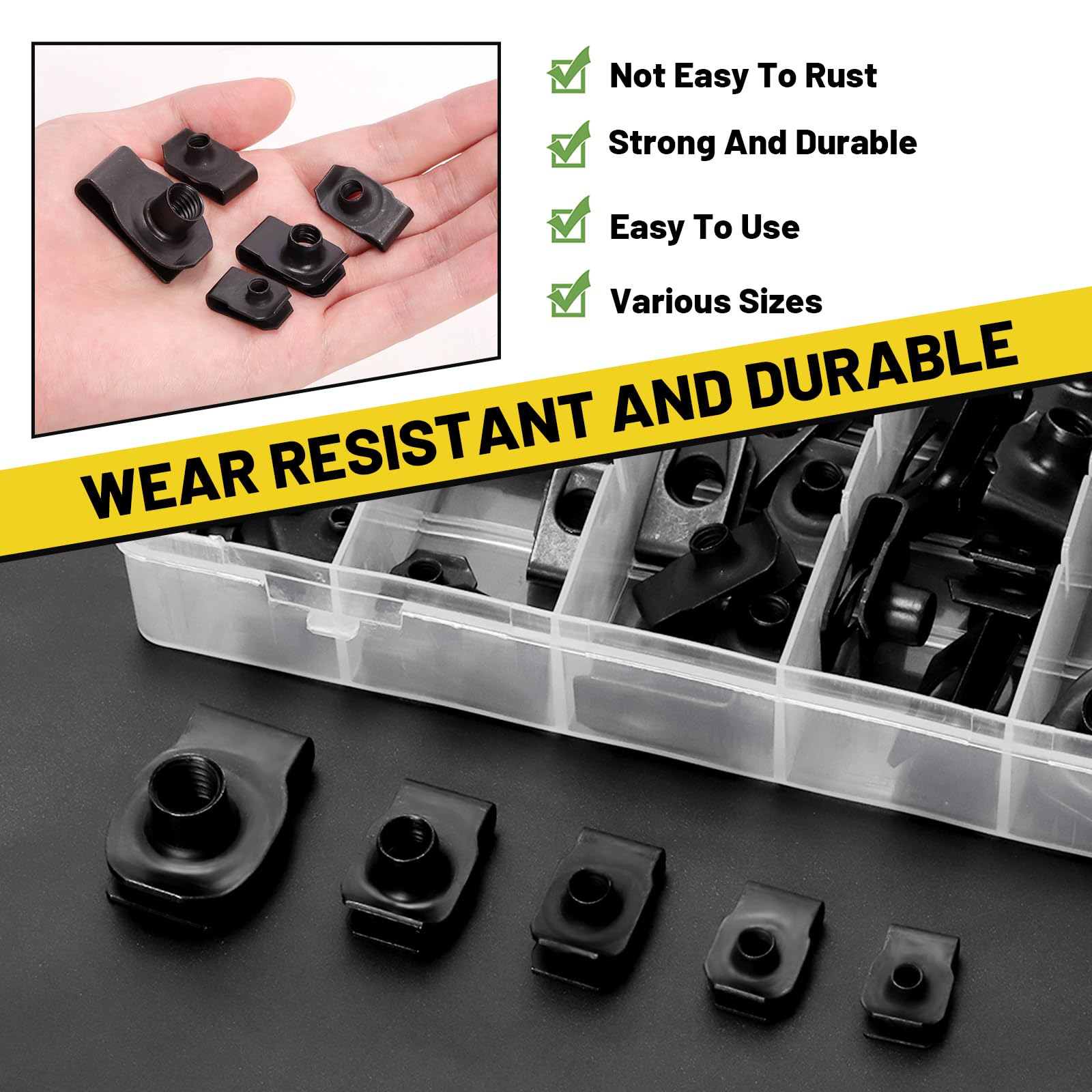 U-Clip Nuts for Cars - 50 Pack M4-M10 -5 U-Clip Nuts for Cars - 50 Pack M4-M10 -5