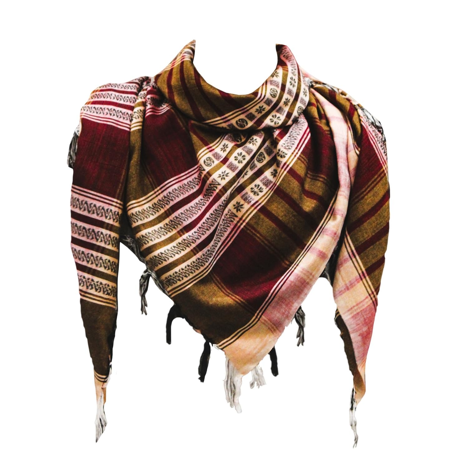 Cotton Shemagh Keffiyeh Scarf – Lightweight Tactical Desert Head Neck Wrap, Sun Protection Outdoor Scarf for Summer Hiking