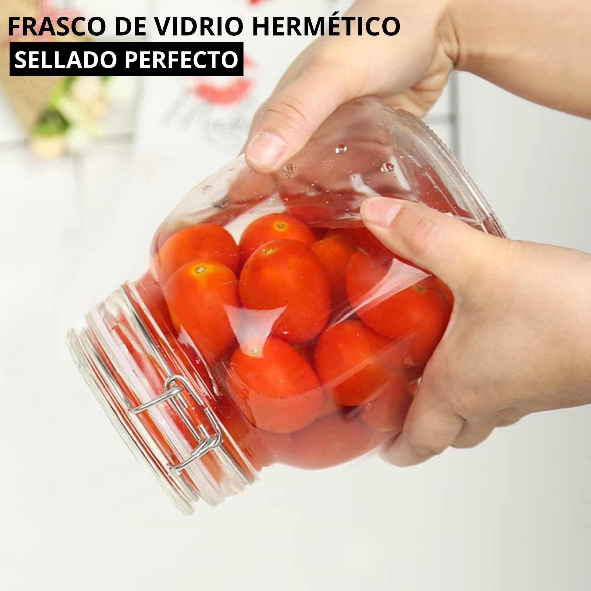 12 Tarros de Cristal Herméticos 1 litro - Con Etiquetas + Ebook de 102 Recetas - Tarros para Conservas, Mermelada, Encurtidos, Fermentar - Vidrio Resistente (12)