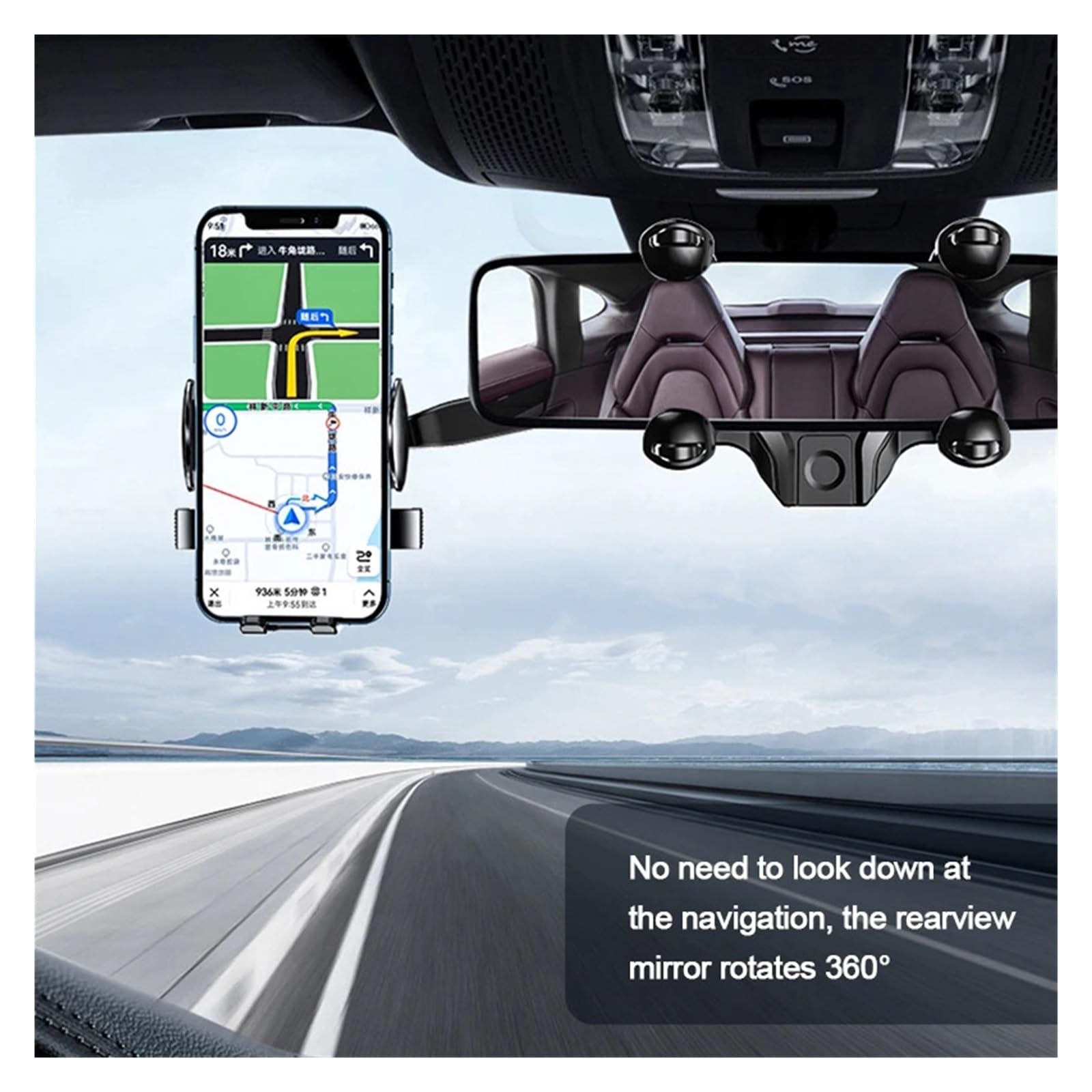 Supporto for telefono da auto con clip retrattile rotazione di 360°