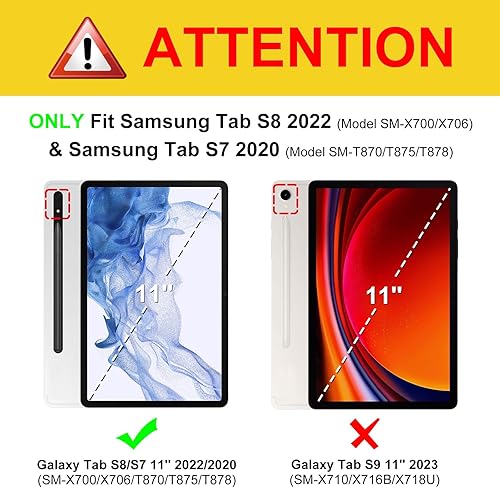 Miniatura 2 de Fintie Funda para Samsung Galaxy Tab S8Tab S7 de 11 pulgadas (modelo SM-X700X706T870T875T878) con soporte para bolígrafo S integrado, múltiples