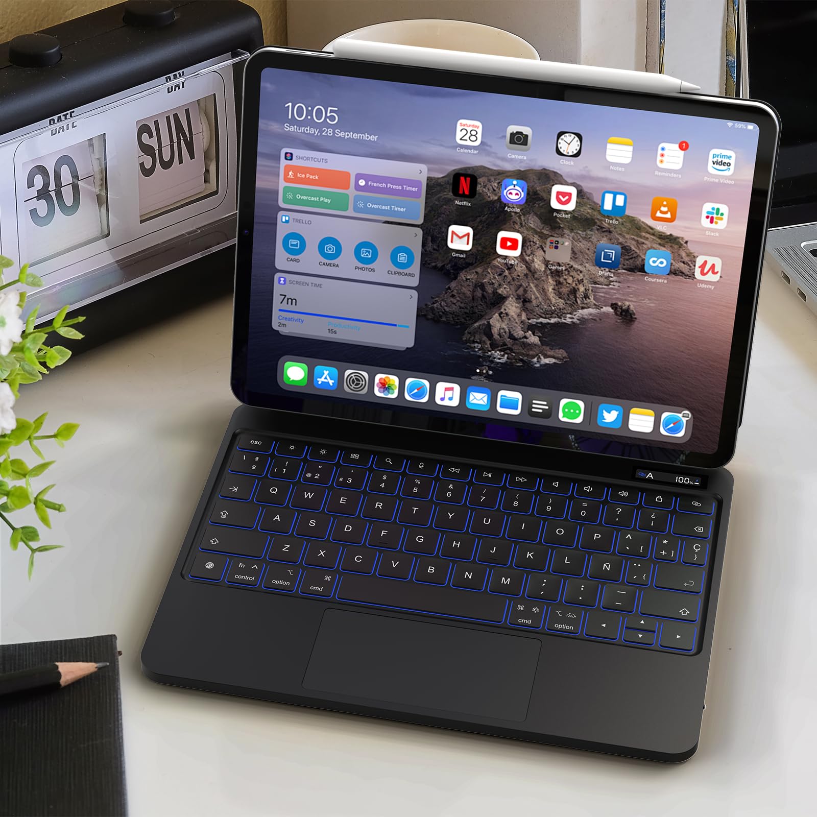 Bettdow Teclado para iPad 10 Generación 10,9" 2022/11 Generación A16 11" 2025, Español Ñ Diseño Magnético Flotante Teclado con Trackpad y Retroiluminado, Negro