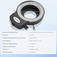 Vista 4 de Luz de microscopio de anillo de 144 LED, iluminador ajustable para microscopios estéreo de laboratorio y cámara