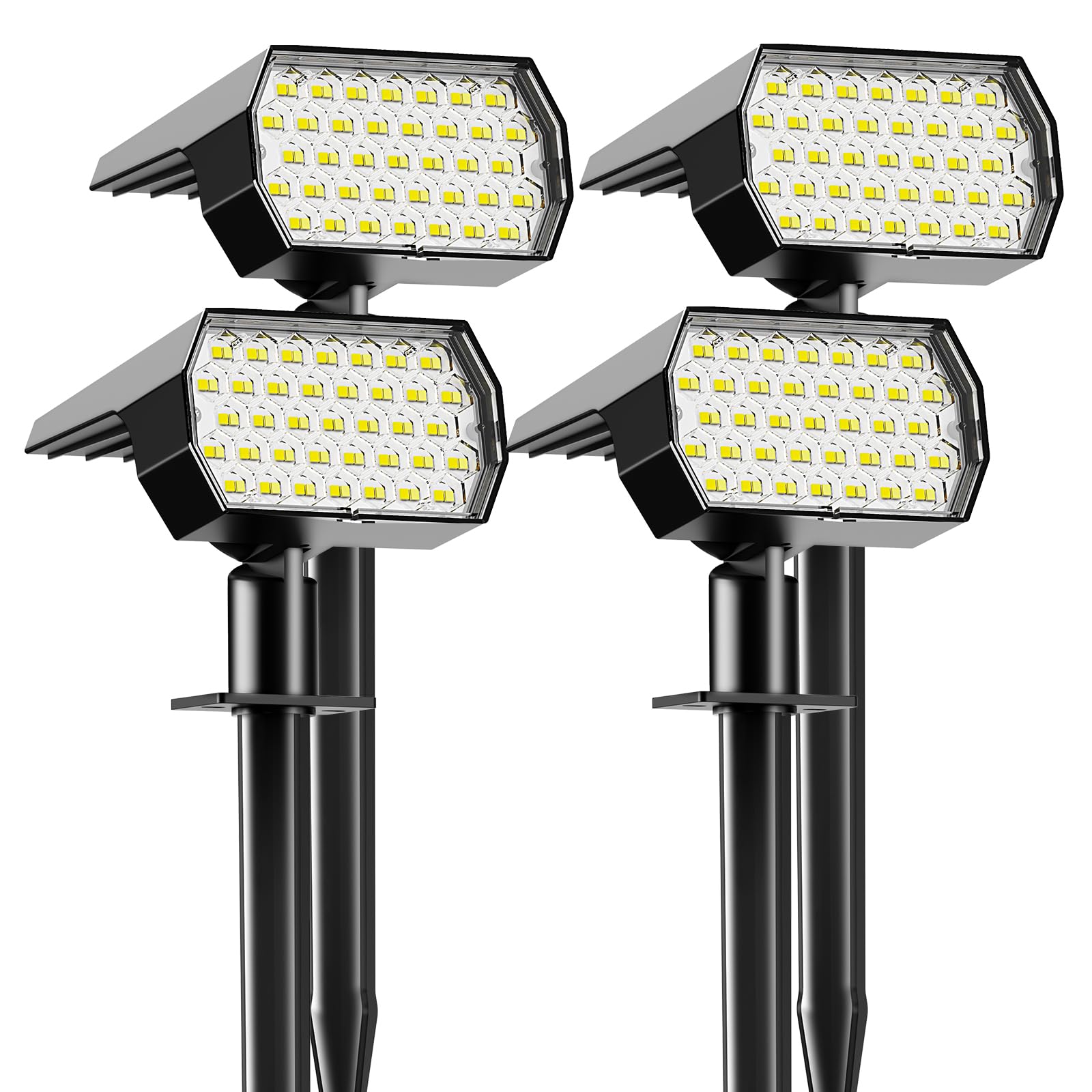 Solar Spot Lights Outdoor - 74 LED 3 Lighting Modes 2-in-1 Solar Landscape Spotlights, IP65 Waterproof Outdoor Solar Lights for Yard Garden Pathway Outside Landscape - 4PK