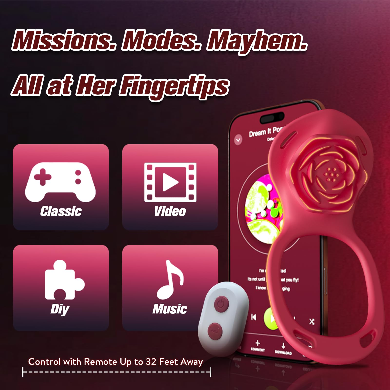 Couples Rose App Remote Control Wearable Vibrator, Couple Women Adult Sex Toys Games for Men, Hands Free Panty Clitoris Vibrator Vibrating Cock Ring, ZOOPLOU BDSM Female Sex Toy Clitoral Stimulator