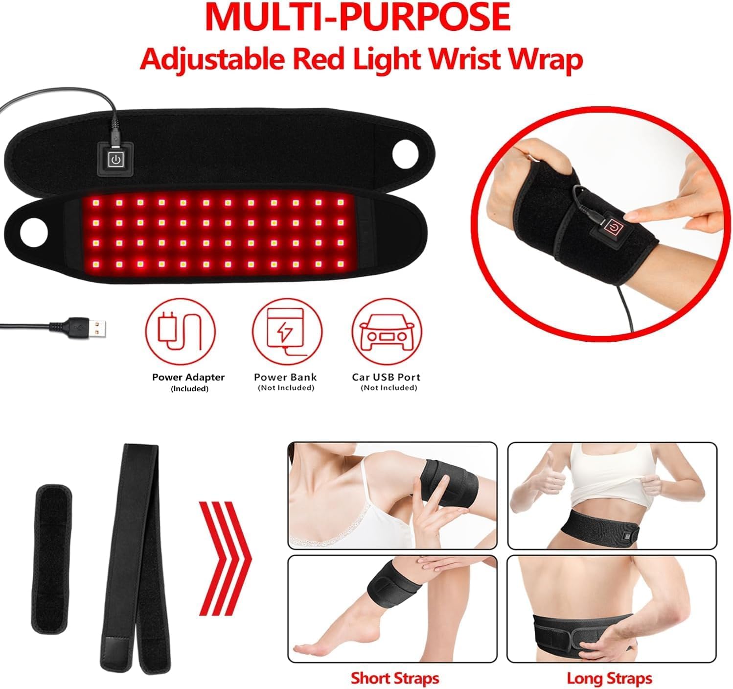 Red Light Therapy for Hand Wrist - Infrared Red Light Therapy & Heat Pad Device 144 LED, Near Infrared Hand Therapy Wrist Brace & Red Therapy Wrist Wrap for Carpal Stiffness Recovery Relief - Image 5