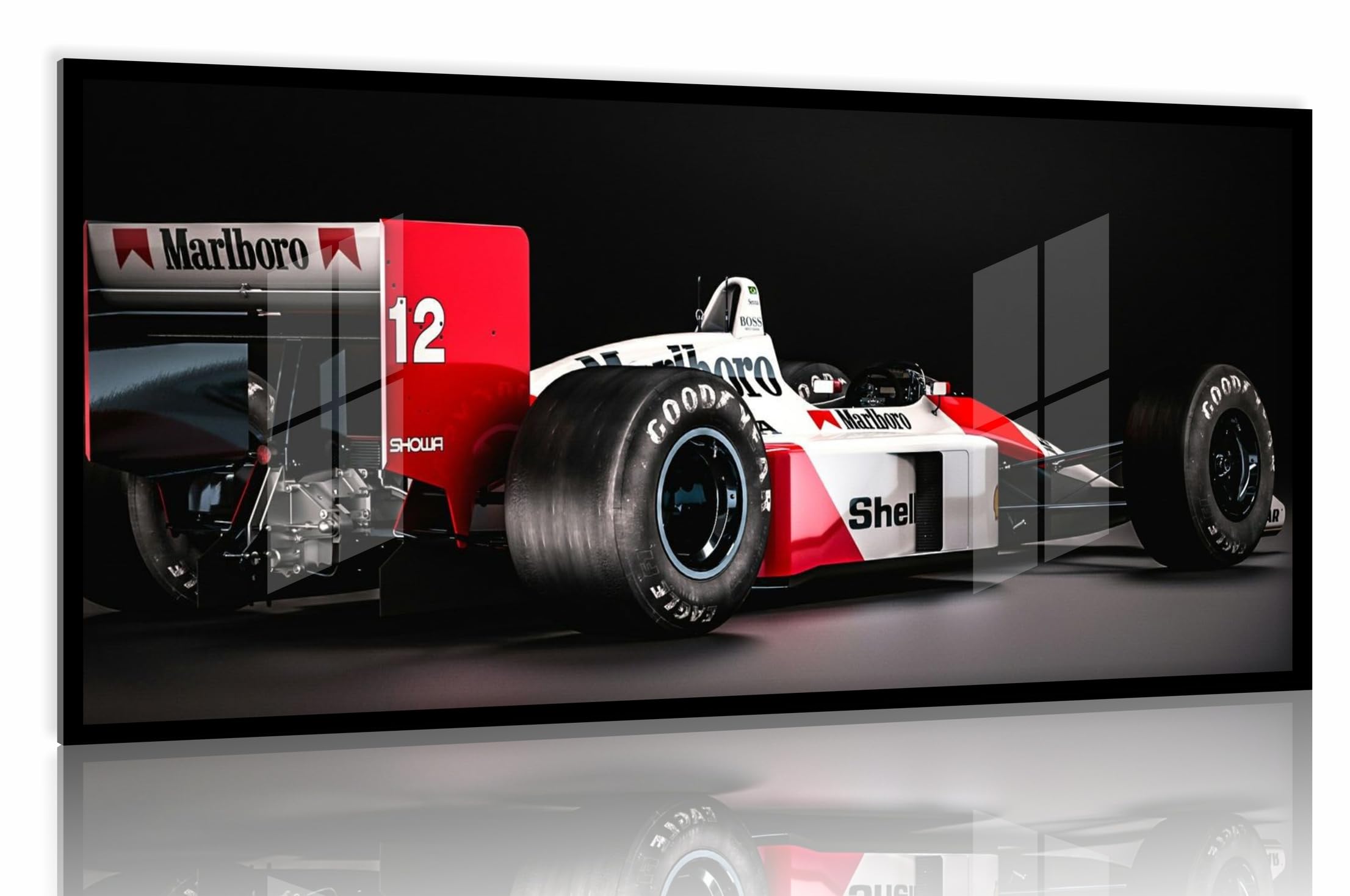 Quadro Decorativo Marlboro F1 Honda Senna 130x60 Moldura preta 2x2