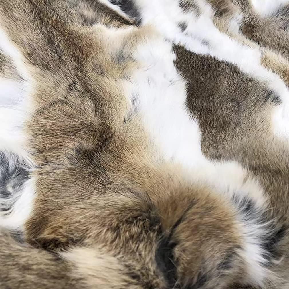 Set 2 Handcrafted Luxurious Throw Pillow Covers 20x20 Natural Rabbit Fur Pillow Cover Soft Plush Real Animal Skin Decor Throw Pillow Farmhouse Cushion Cover for Sofa Couch Brown