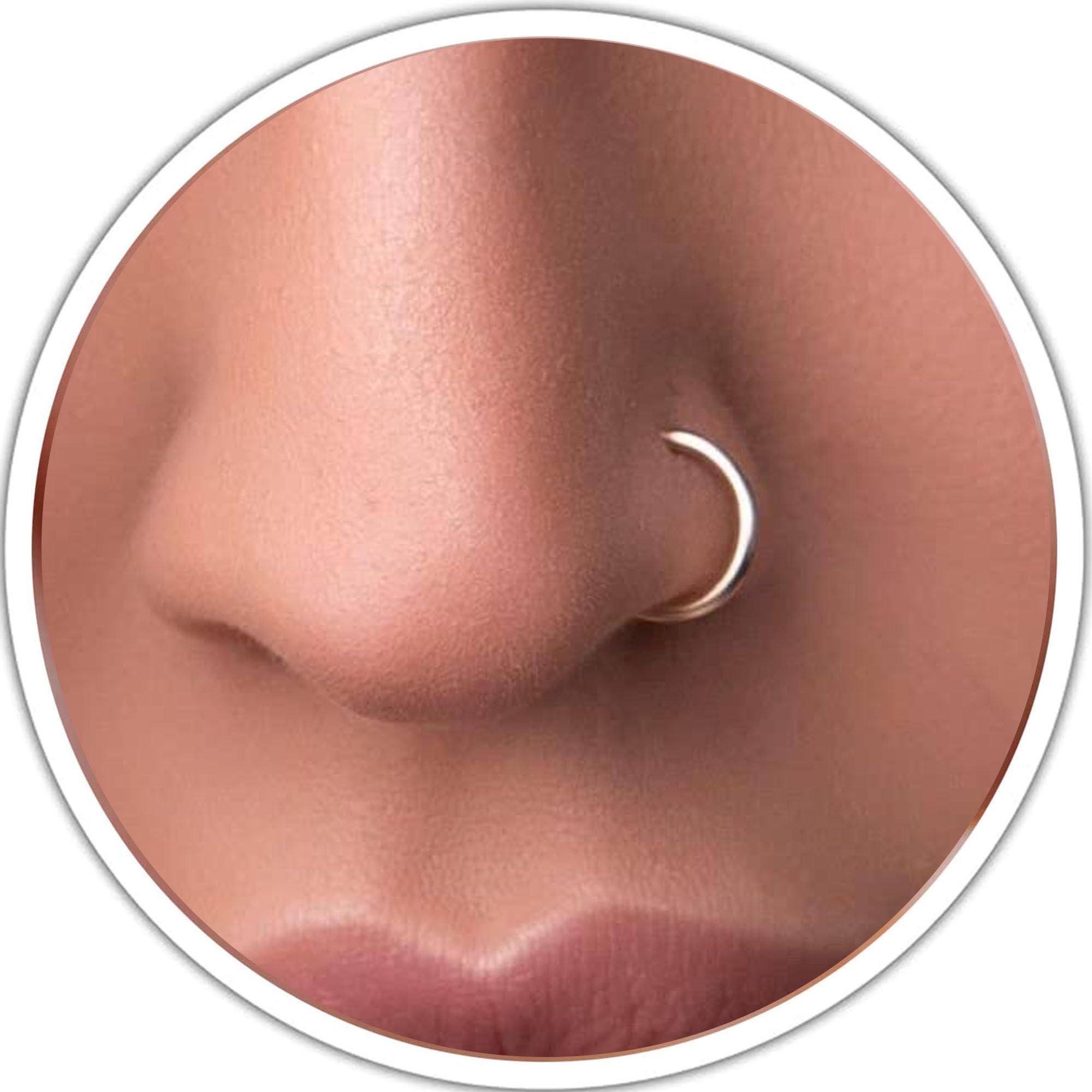 JollizTiny Gold Nose Ring - 18 Gauge Gold Nose Hoops for Women – Dainty 14K Gold Filled Nose Piercings – Gold Hoop Nose Rings For Women - Gift Wrapped