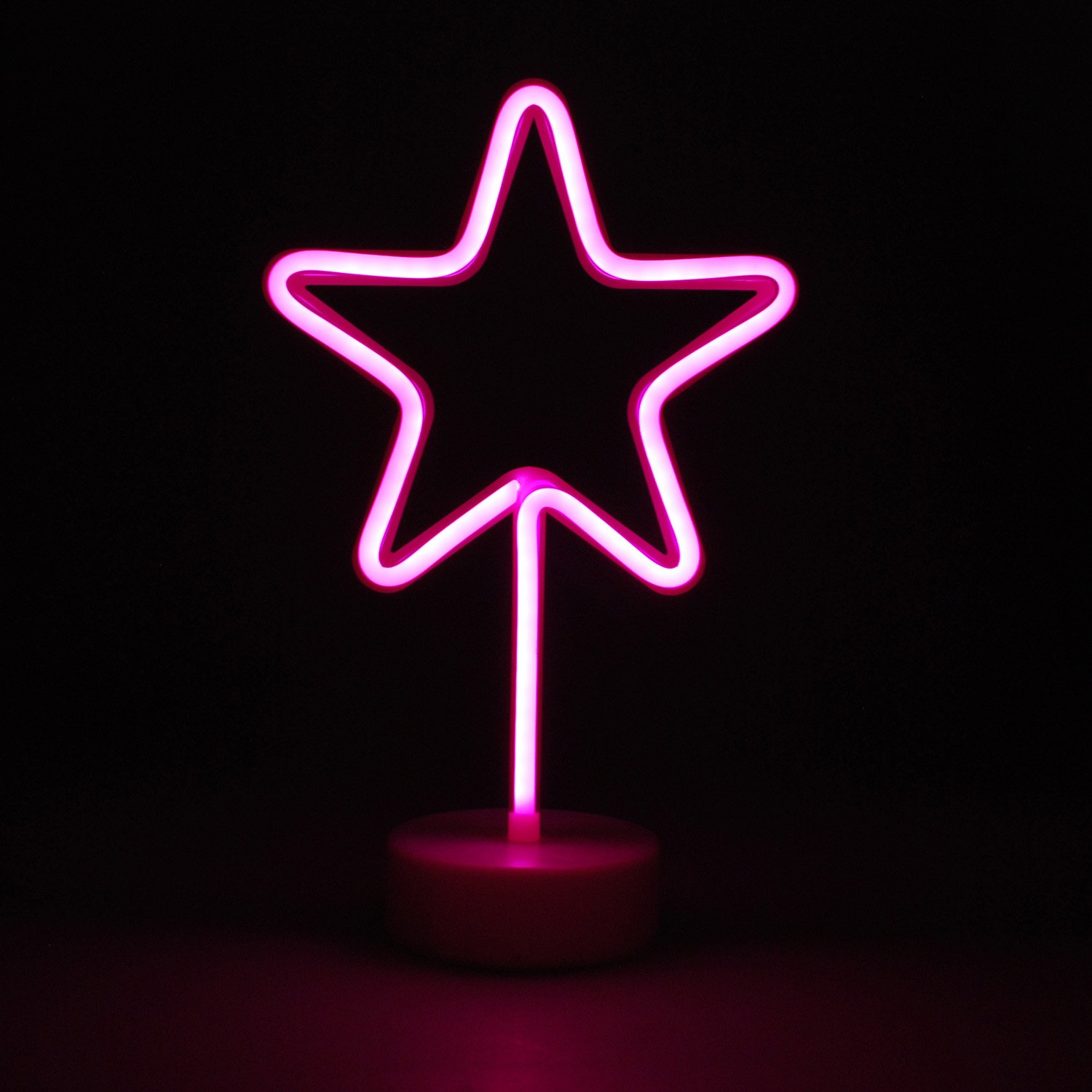 simpa LED Novelty Neon Light - STAR PINK - Choose from various designs & colours - Ideal for your home, office desk or as a gift - USB power cable included. Uses 3 x AA Batteries Not Supplied