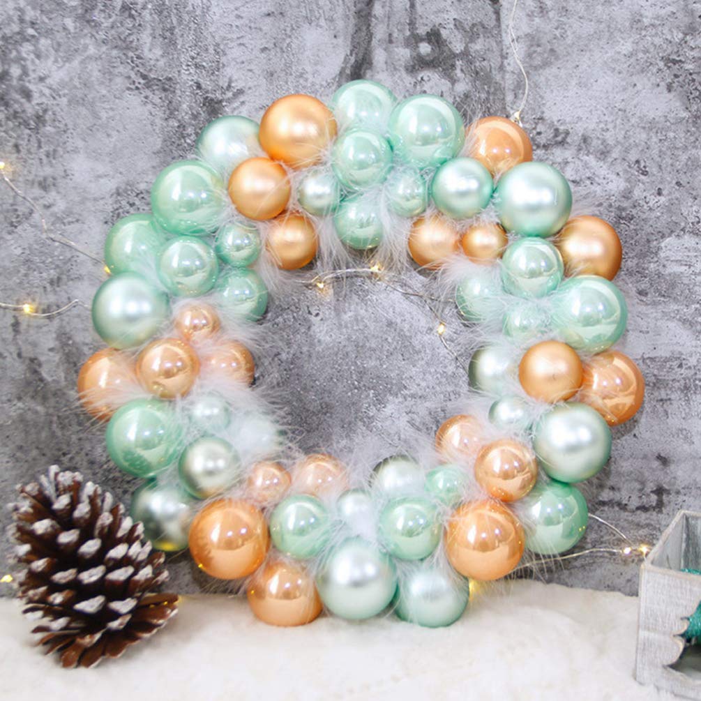 Wakauto Christmas Ball Wreath Xmas Front Door Wreath Window Hanging Garland for Christmas Tree Hanging Decoration (Golden Green)