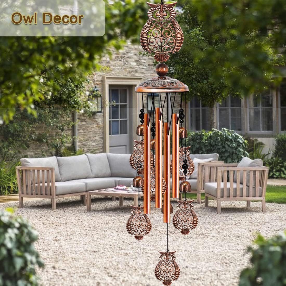 JUNQIU Owl Wind Chimes for Outside, Owl Gifts for Women - 35In Owls Decor Windchime, Gifts for Women, Mom - Image 6