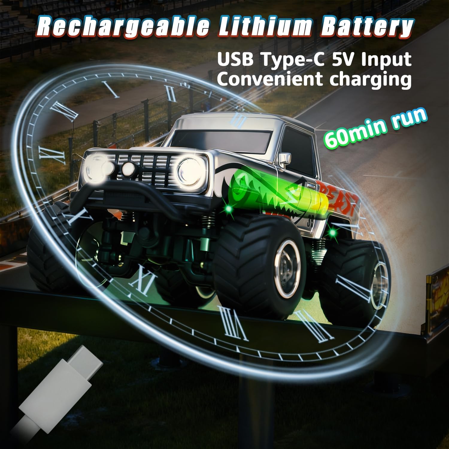 1:64 Grey RC Cars for Kids Toys, 2.4Ghz Remote and APP Control, Mini Alloy Truck Car with Cool Light and USB-C Recharging, Speed Adjustable Steering Easy to Operate, Gift for Children, Boys, Girls