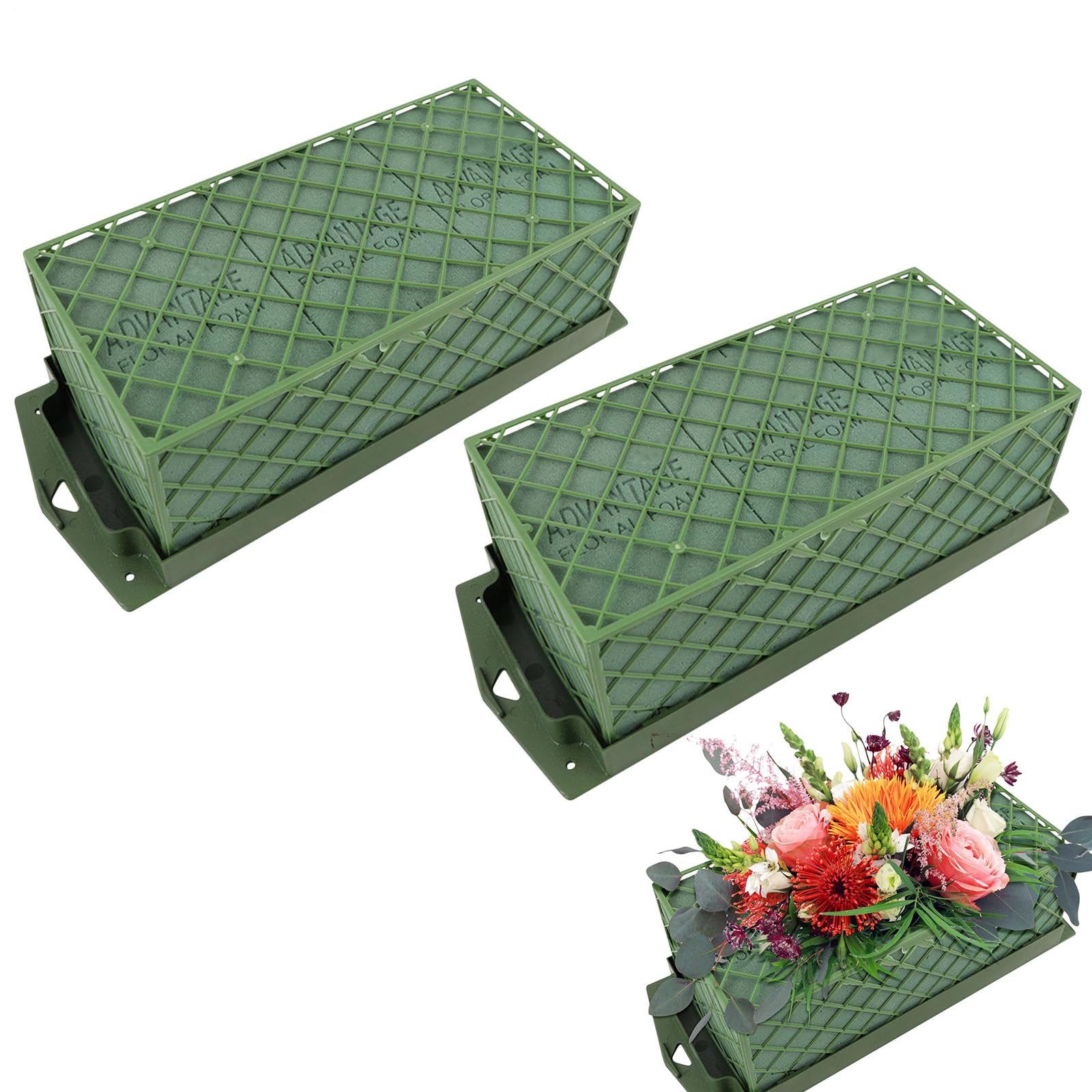 Pomurom 1 Grid Floral Foam, Floral Foam Cage Flower Holder, Floral Foam Block Brick, Caged Florist Foam, Floral Foam For Fresh Flowers For Floral Arrangement Table Centerpiece Wedding Decor, 29.5X11cm