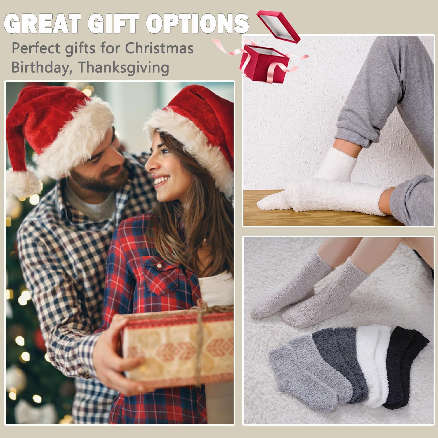 Ginmewrae Fuzzy Socks for Women, Valentines Day Gifts for Her Warm Cozy Fluffy Thick Slipper Socks Galentines Day Gifts - Image 2