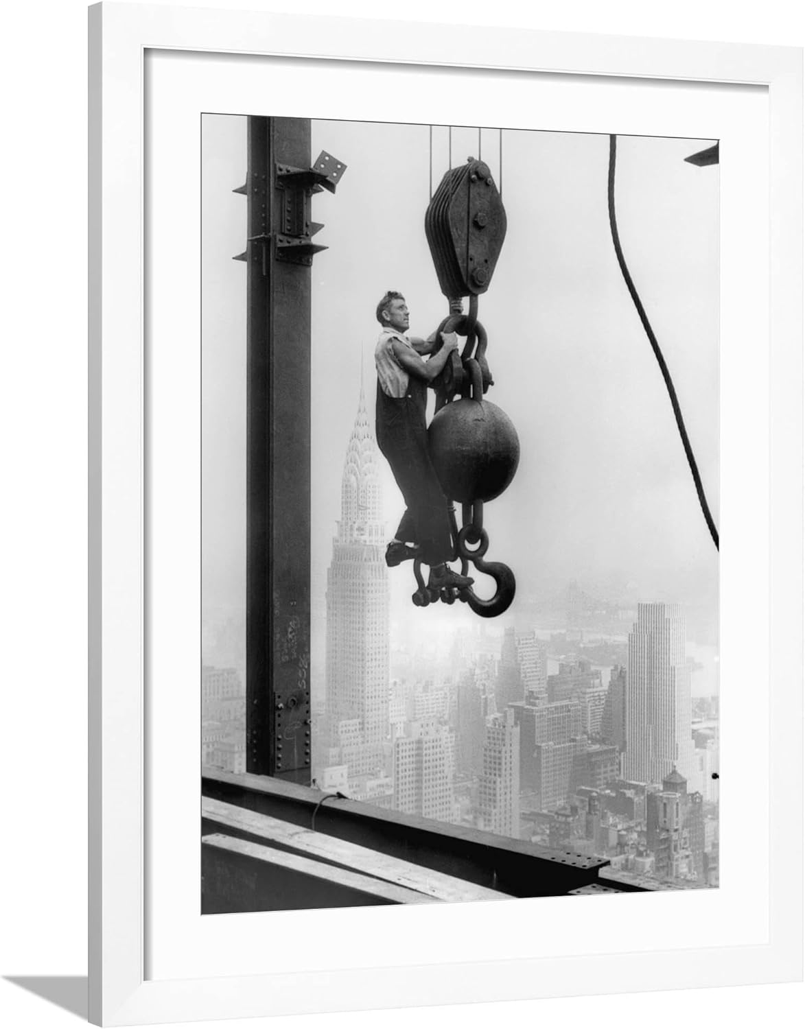 ART.COM Wall Art Prints Construction Worker at Empire State Building, Places Decor, 12" x 16"
