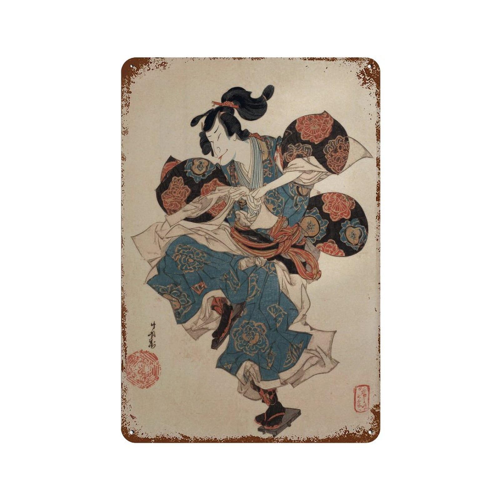 xiaoxiaoshen Japanese Dancer. Ukiyo Wall Decor Art Metal Tin Poster Modern Home Decor Art Home Bar Shop Decorations Vintage Sign 30x20cm