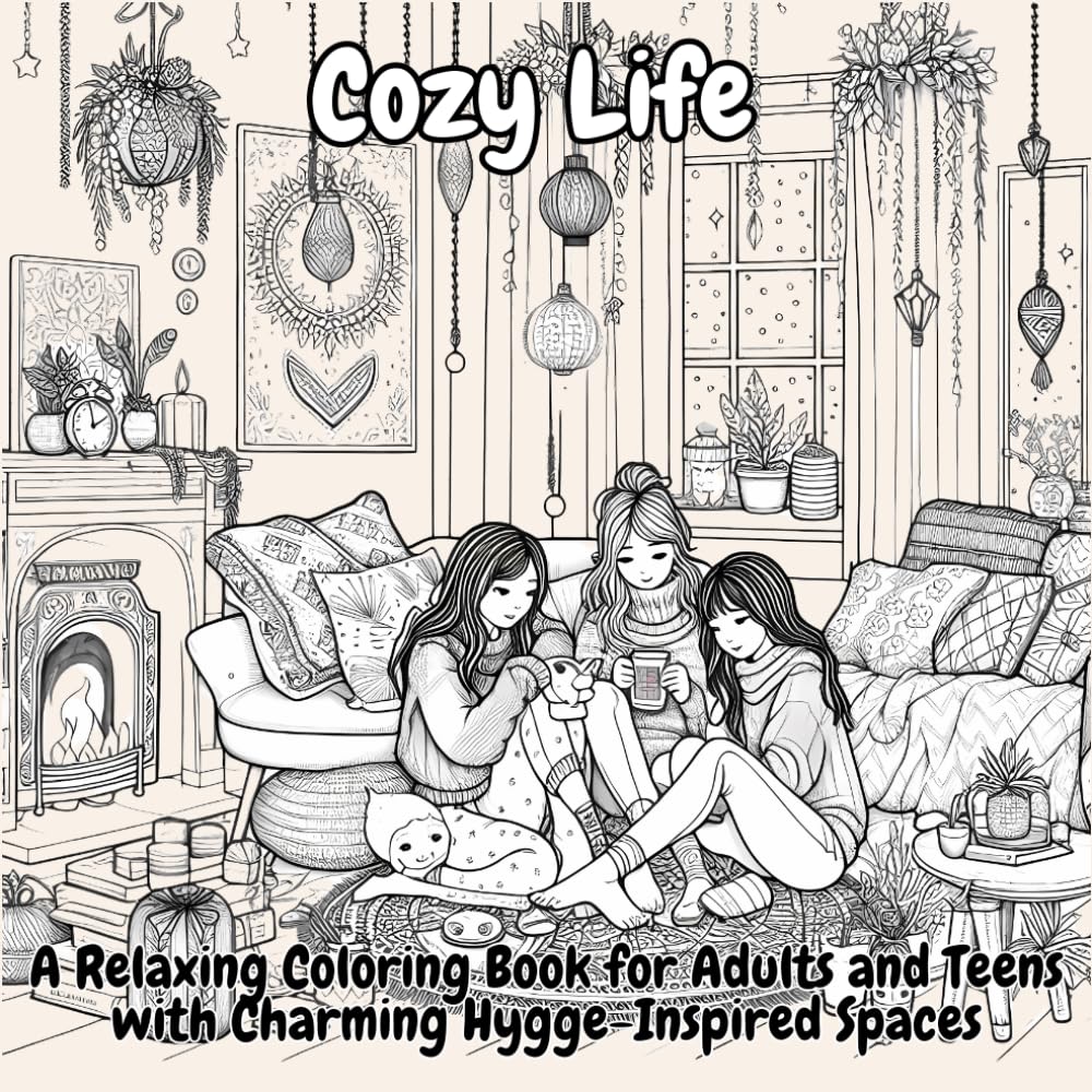 Cozy Life: A Relaxing Coloring Book for Adults and Teens with Charming Hygge-Inspired Spaces: Relax, Unwind, and Get Creative with 80 Cozy, Hygge-Inspired Designs