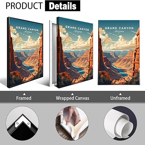 Miniatura 2 de Paisaje vintage del Gran Cañón, arte de pared de viaje, arte de pared retro de Arizona City Garden Paisaje, pósteres de lienzo de naturaleza, río,
