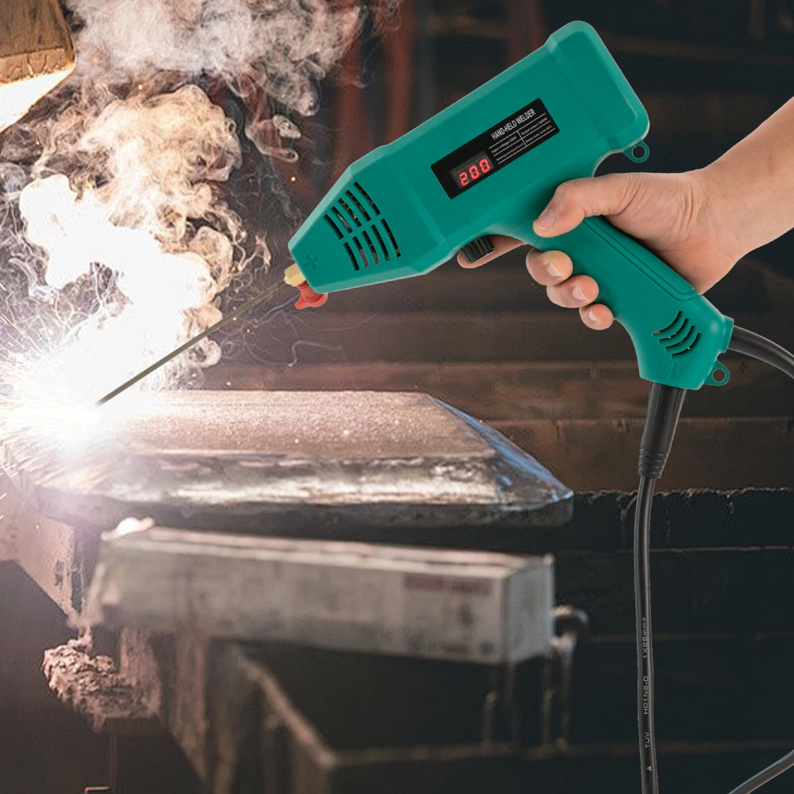 Przenośna spawarka ręczna 220 V/3000 W, spawarka łukowa, cyfrowy pistolet spawalniczy z wyświetlaczem LED