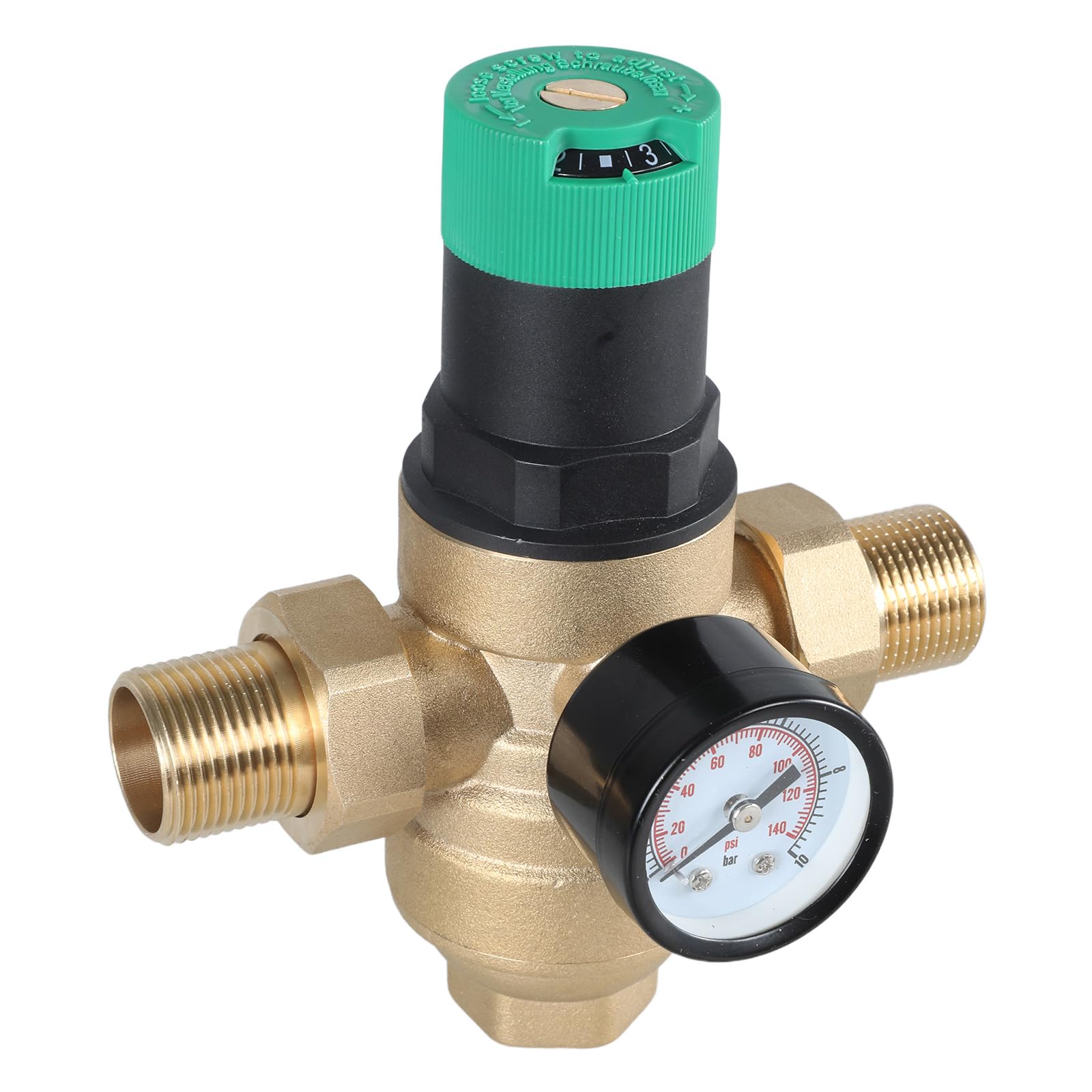 G1/2 Regulador de presión de agua reductor de presión con medidor de agua ajustable Regulador de control de agua de latón