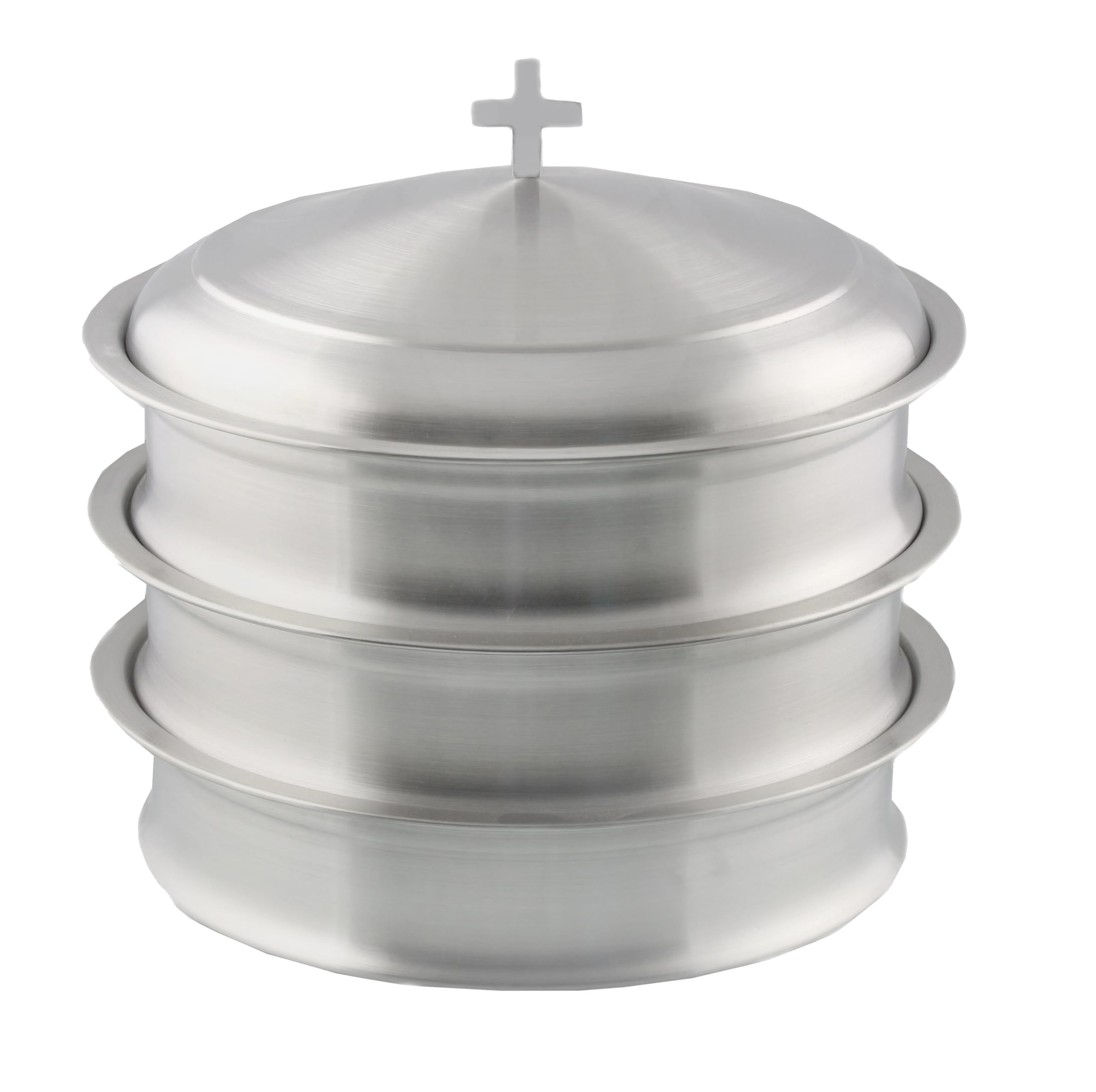 Mayur Exports Communion Ware 3 Holy Wine Serving Trays with A Cover - Stainless Steel (Matte)