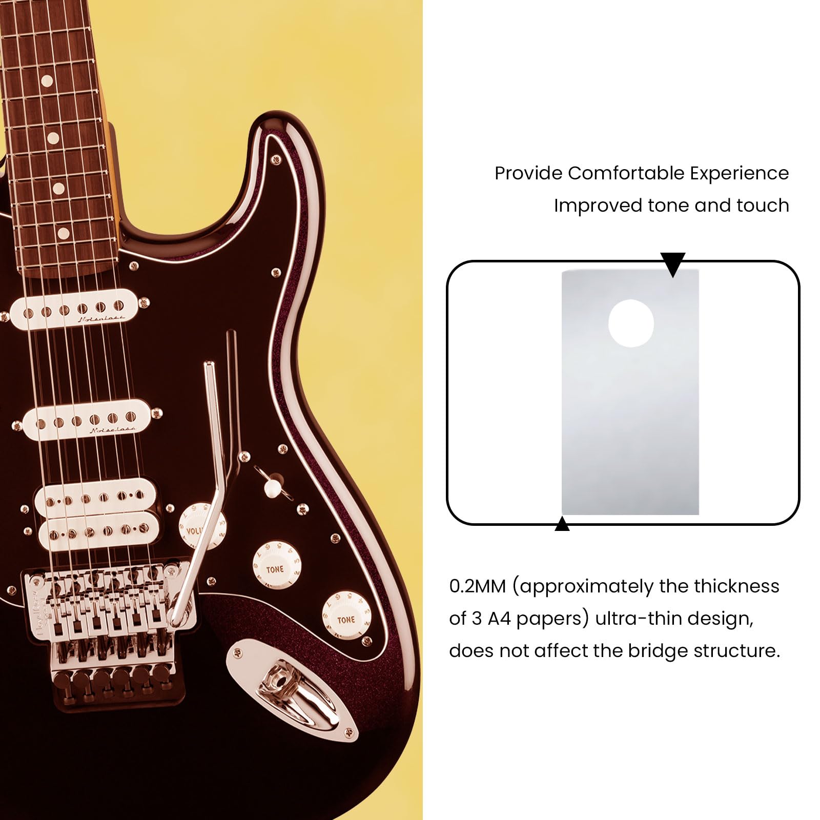 Cuñas de sillín de guitarra de 0,2 mm, juego de cuñas de puente cantidad de 12, se adapta a Floyd Rose utilizado para ajustar la altura del sillín