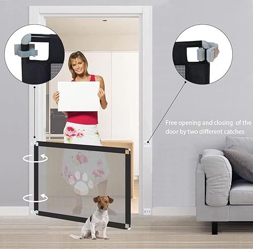 Miniatura 2 de Puerta de perro para mascotas, puerta para perros, para la casa, escaleras, puertas, fijación de tubo de metal grueso, puerta de escalera fácil de