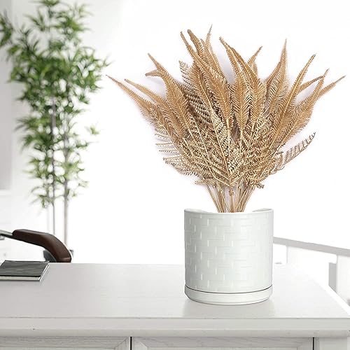 Miniatura 7 de Plantas artificiales, hierba de cola dorada, para Navidad, plantas falsas, arbustos, decoración de helechos, arbustos sintéticos, vegetación