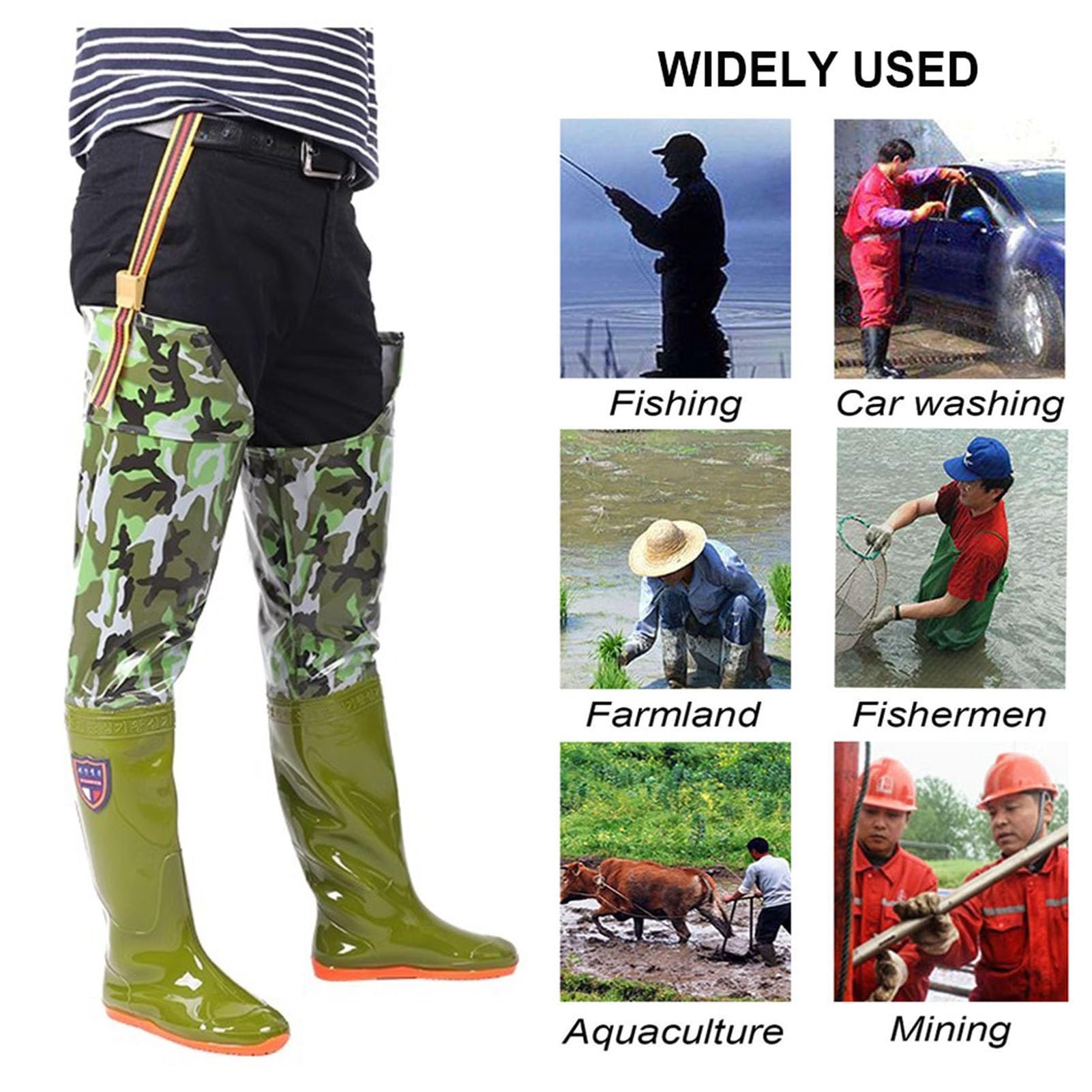 Wodery do bioder Wodery do bioder dla mężczyzn i kobiet Lekkie i ciepłe buty do brodzenia z PVC Wodoodporne spodniobuty do wędkowania/polowania/rolnictwa na świeżym powietrzu