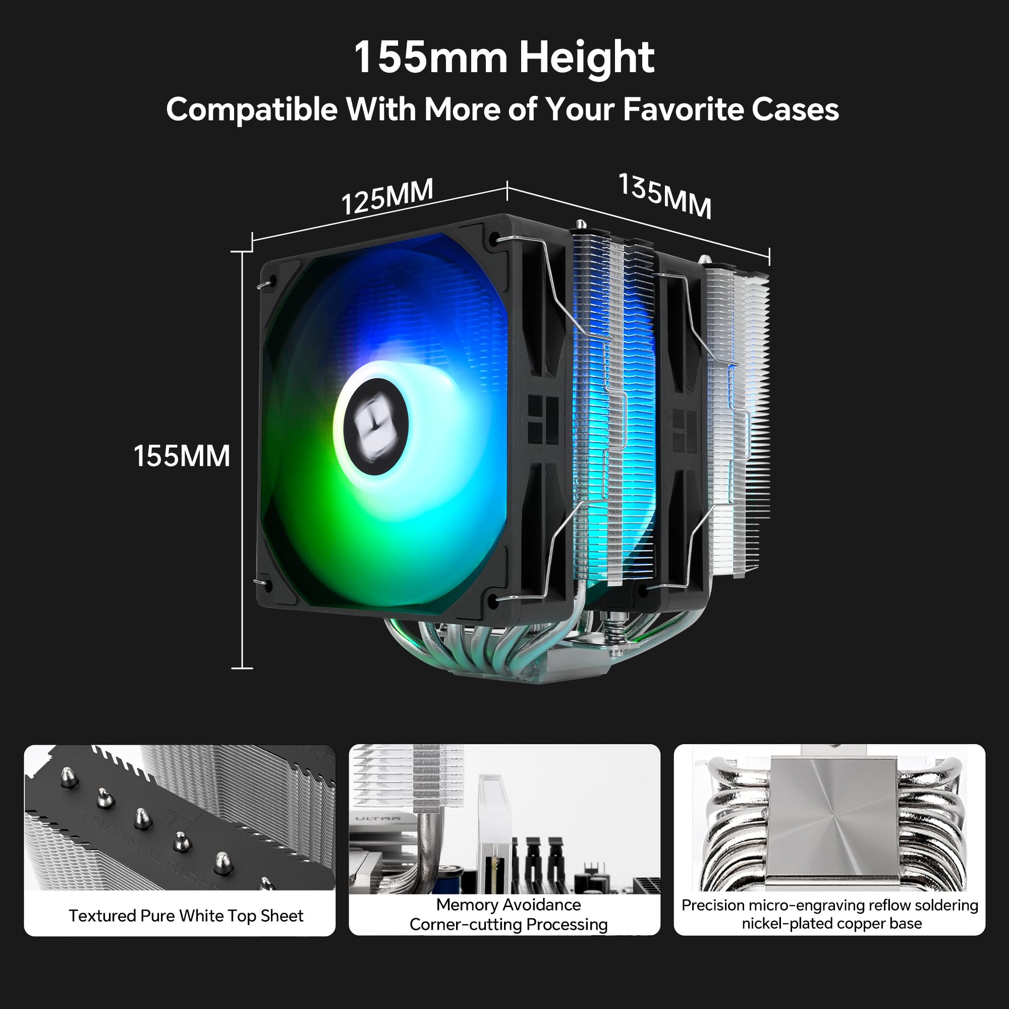 THERMALRIGHT Peerless Assassin 120 SE ARGB V2 CPU-Luftkühler, 6 Heatpipes, AGHP Gen 5.0-Technology, 1850 U/min, PWM 120 mm Lüfter, für Intel 1851/1700, AMD AM4/AM5